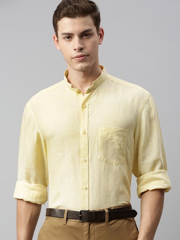 Light Yellow Solid Full Sleeve Shirt